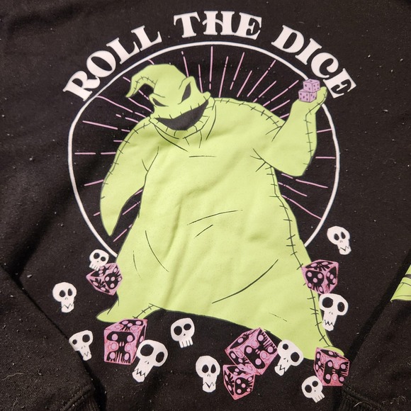 Disney Nightmare Before Christmas Oogie Boogie Mens Medium Sweatshirt Black Dice - Picture 2 of 8